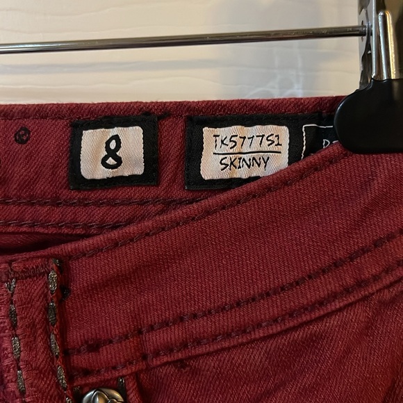 Girls Miss Me Jeans Signature Rise Skinny Red/Cabernet Flap Pockets , skinny,  s - Picture 2 of 5